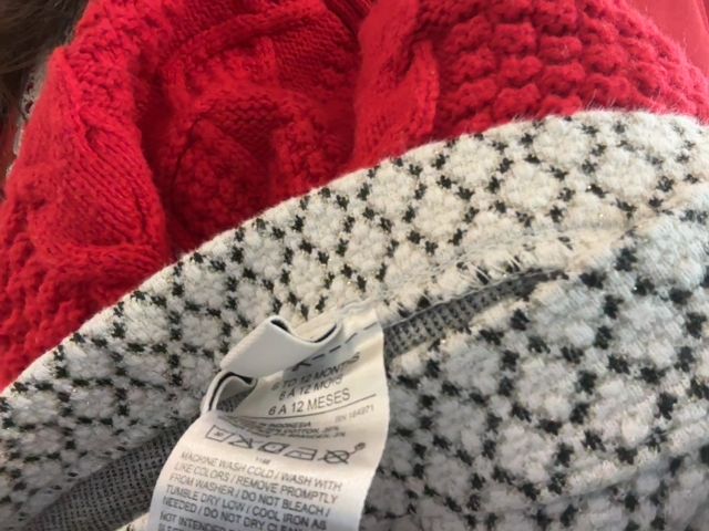 6-12 mo, Janie and Jack, Red, Cable-knit shawl collar sweater + cream/black/gold shimmer diamond leggings SET