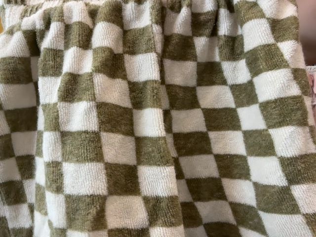 5/5T, Zara, Green, Cream checkered terry pull-on shorts