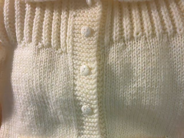 3/3T, Yellow, Vintage handmade cardigan, blue cats on front pockets