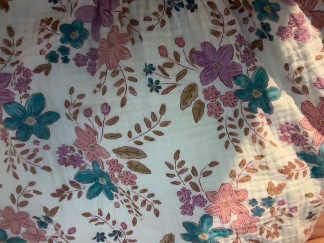 5/5T, Carter's, Cream, Pink/purple/blue floral gauzy long-sleeve shirt