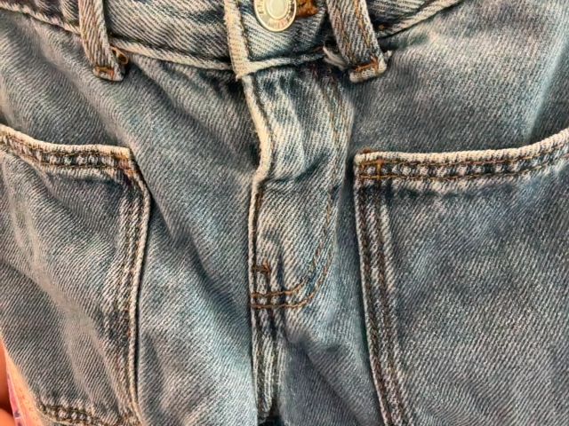2-3, Zara, Blue, PUll-on denim wide leg jeans, top patch pockets