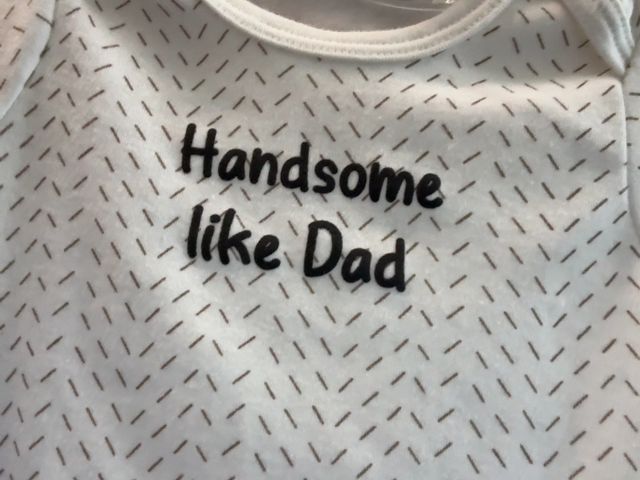 18 mo, Sterling Baby, Cream, "Handsome like Dad"  short-sleeve bodysuit